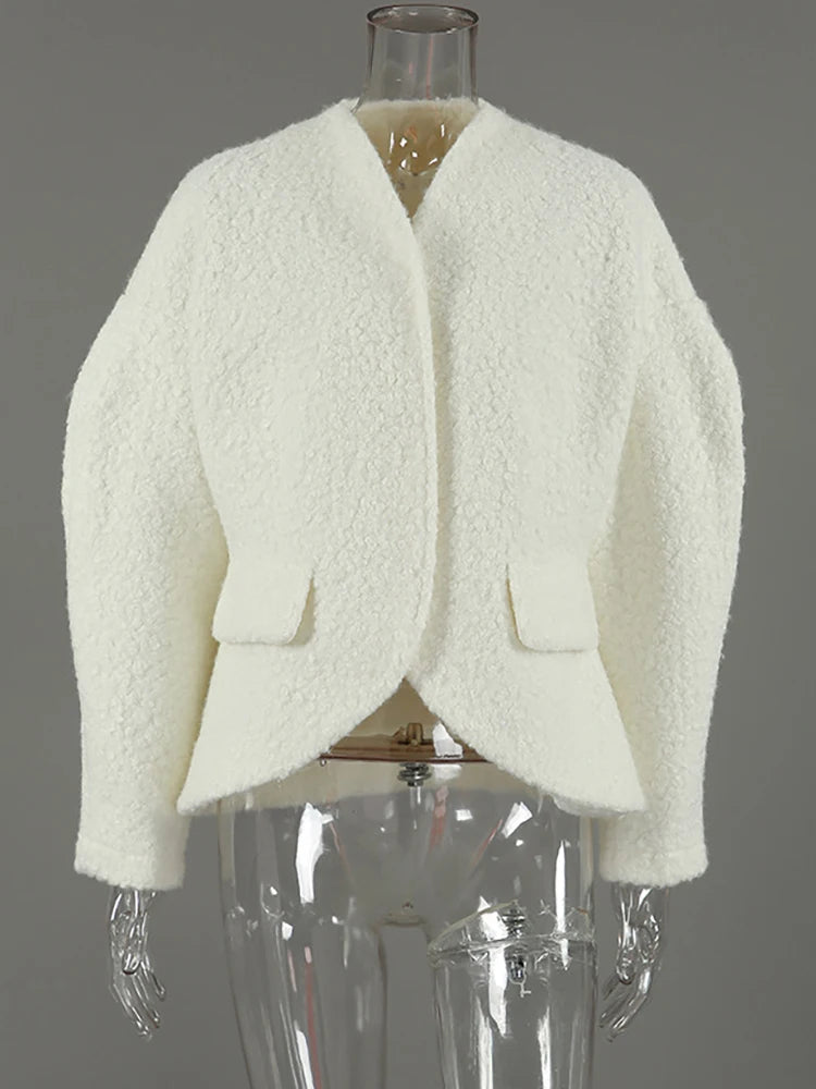 JULISSA MO Autumn Winter New Thick Woolen Coat Women White Long Sleeve Single Breasted Coat Female Loose Casual Streetwear 2025