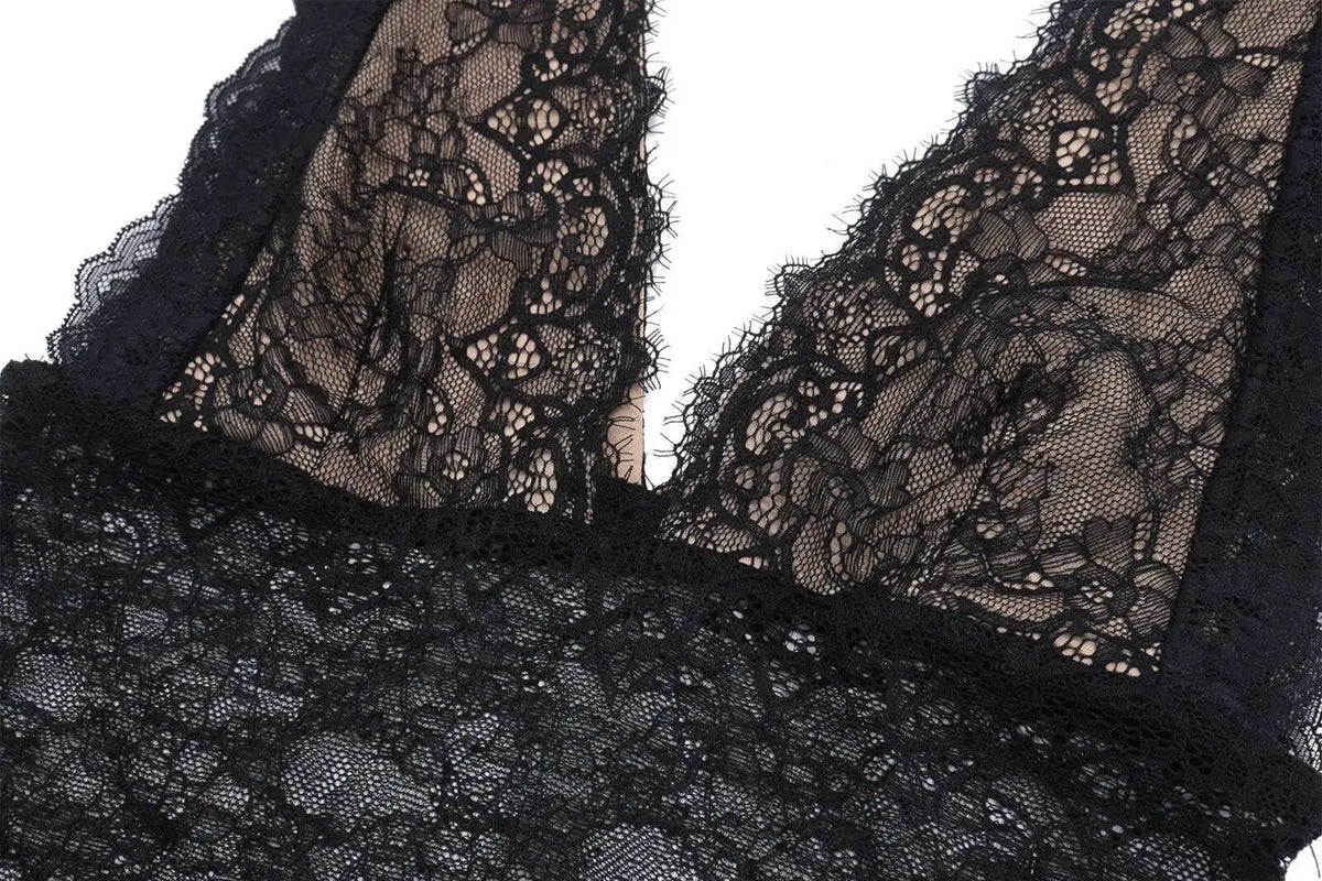 JULISSA MO Sexy Deep V-neck See Through Lace Women Vest Tops Black Sleeveless Solid Crop Top Summer Slim Elegant Streetwear 2026