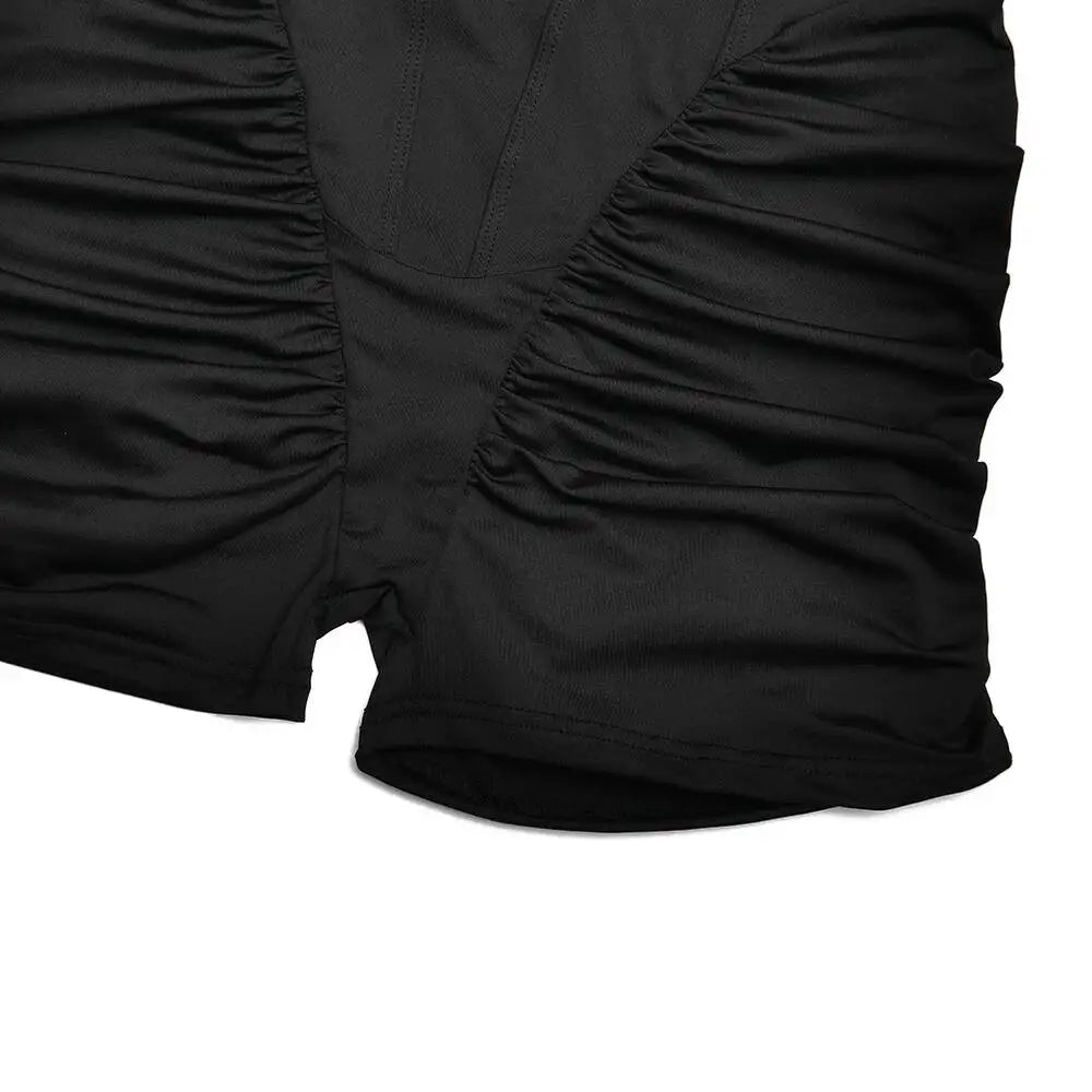 JULISSA MO Turtleneck Yoga Short Sleeve Zipper Women Playsuit High Waist Ruched Bodysuit Summer Slim Casual Sporty Playsuit New