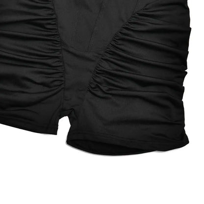 JULISSA MO Turtleneck Yoga Short Sleeve Zipper Women Playsuit High Waist Ruched Bodysuit Summer Slim Casual Sporty Playsuit New