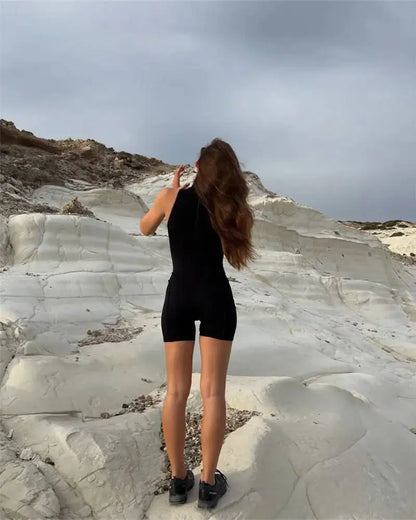 JULISSA MO Turtleneck Sexy Hollow Out Zipper Women Bodysuit Sleeveless High Stretch Bodysuit Summer Slim Elegant Beachwear 2026