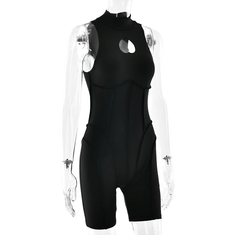 JULISSA MO Turtleneck Sexy Hollow Out Zipper Women Bodysuit Sleeveless High Stretch Bodysuit Summer Slim Elegant Beachwear 2026