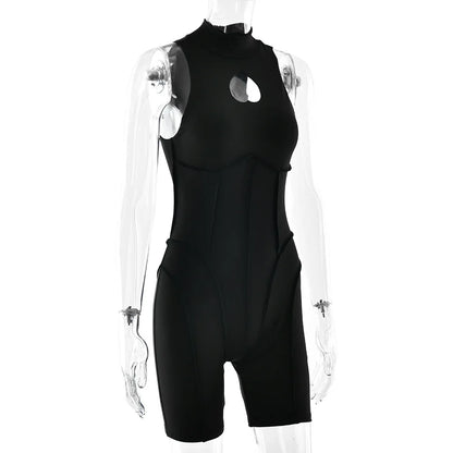 JULISSA MO Turtleneck Sexy Hollow Out Zipper Women Bodysuit Sleeveless High Stretch Bodysuit Summer Slim Elegant Beachwear 2026