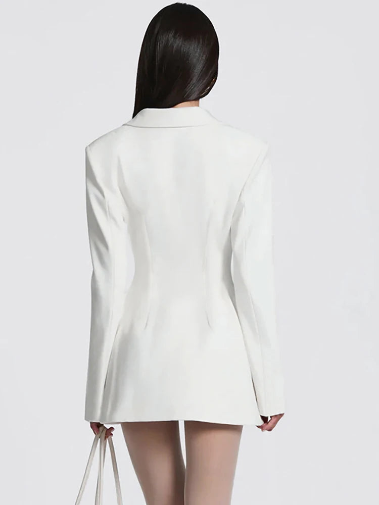 JULISSA MO Sexy Notched Collar Double Button Women Blazer Dress Black Long Sleeve Mini Dress Autumn Slim Elegant Party Clubwear