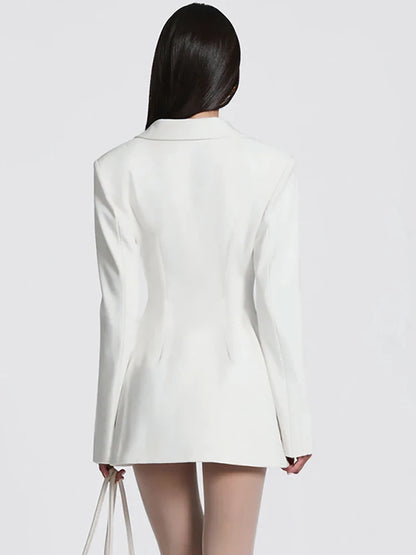 JULISSA MO Sexy Notched Collar Double Button Women Blazer Dress Black Long Sleeve Mini Dress Autumn Slim Elegant Party Clubwear