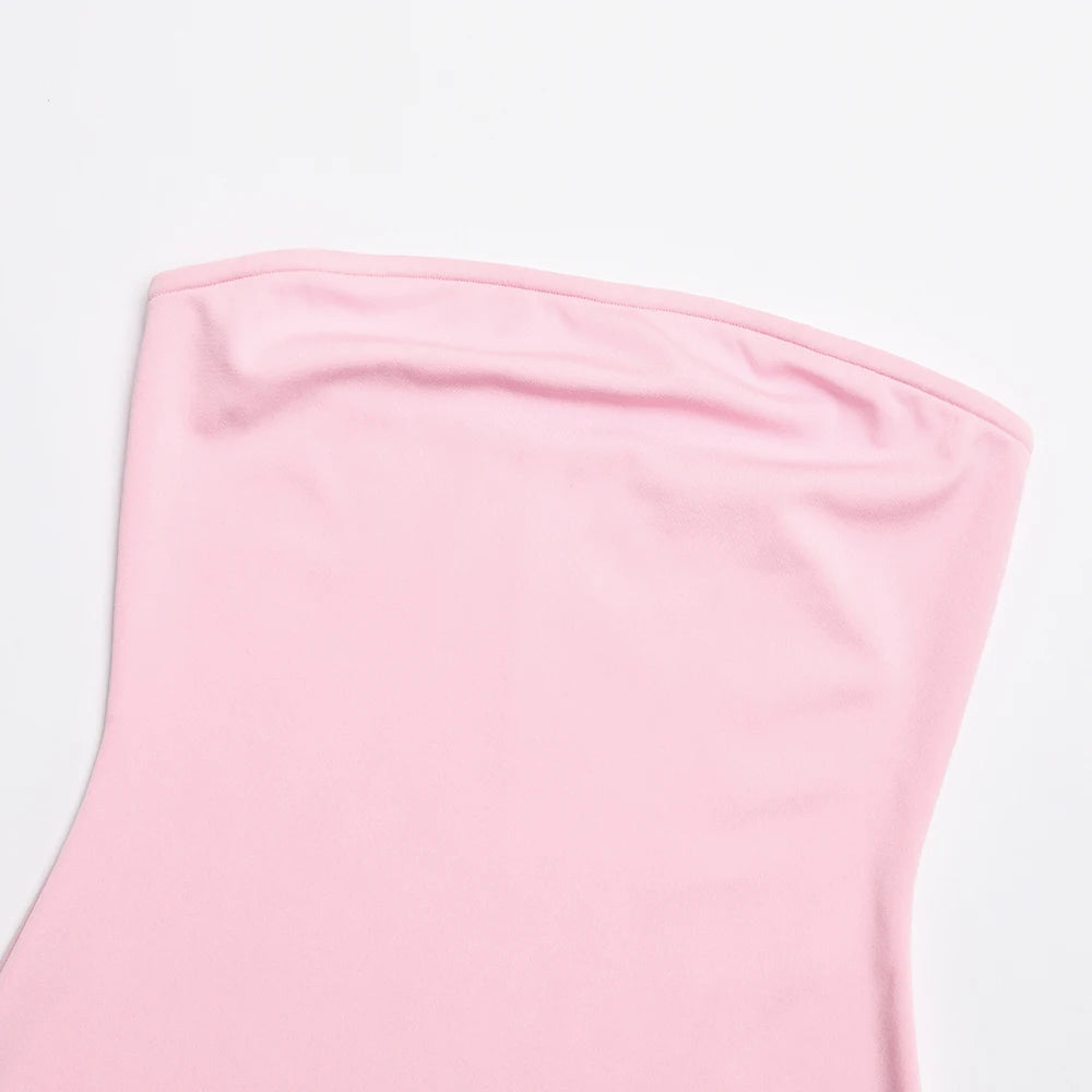 JULISSA MO Sexy Strapless Turtleneck Lace Women Mini Dress Sleeveless See Through Dress Summer Skinny Elegant Party Club Dresses