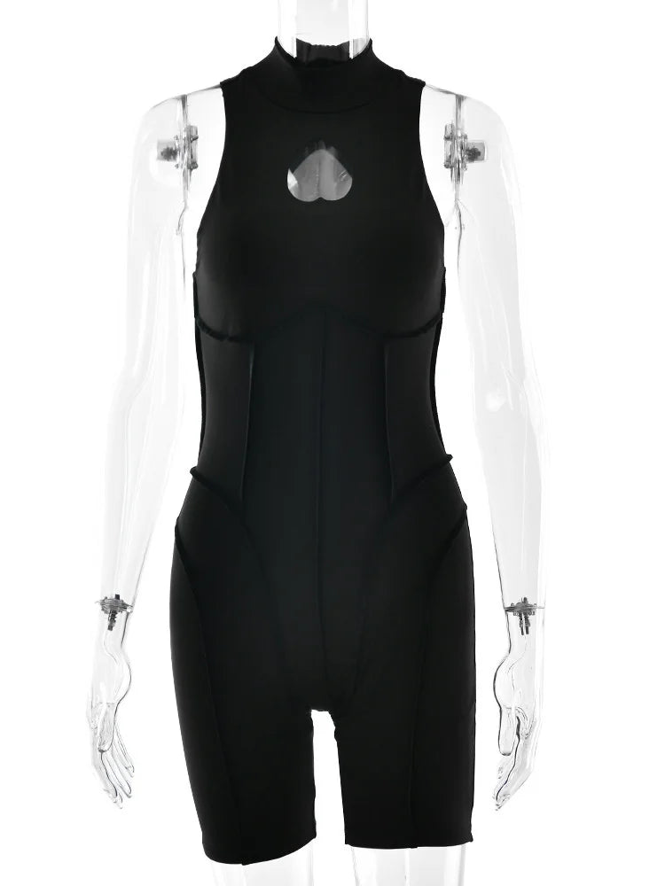 JULISSA MO Turtleneck Sexy Hollow Out Zipper Women Bodysuit Sleeveless High Stretch Bodysuit Summer Slim Elegant Beachwear 2026