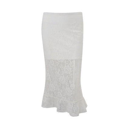 JULISSA MO Sexy Low Chest Jacquard Sheer Lace Women Skirt Suit Spaghetti Strap Top Long Skirt Summer Slim Casual Two Piece Sets