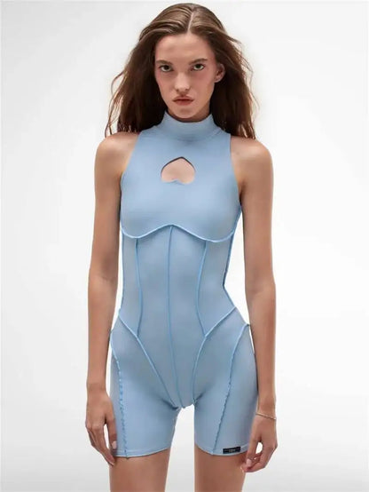 JULISSA MO Turtleneck Sexy Hollow Out Zipper Women Bodysuit Sleeveless High Stretch Bodysuit Summer Slim Elegant Beachwear 2026