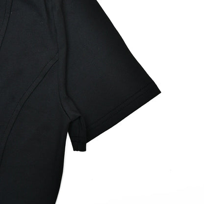 JULISSA MO Irregular Turn-down Collar Zipper Women Bodysuit Short Sleeve High Waist Bodysuit Autumn Slim Elegant Sporty Playsuit